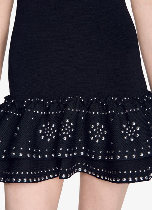 Sandro Mini jurk met volant - detail 6 zwart