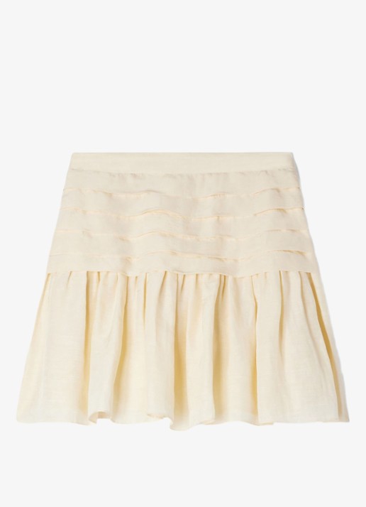 Sandro Mini rok met plooien - voorkant 6 vanilla / geel