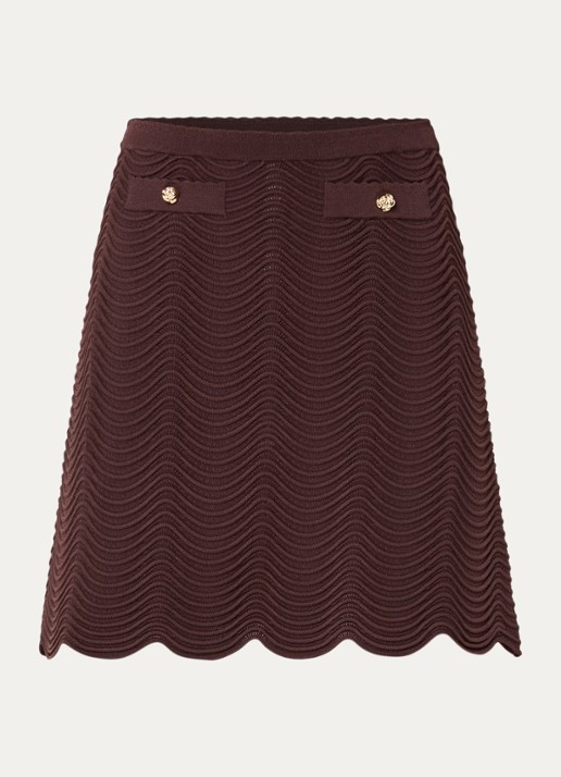 Sandro Mini rok met sierknopen - voorkant 3 donkerbruin