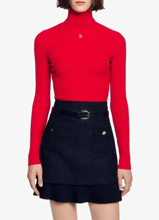Sandro Mini rok met tweed-look