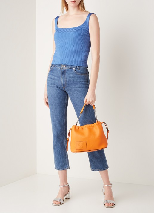 Sandro Mouwloze crop top met ribstructuur - voorkant 3 blauw