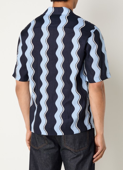 Sandro Overhemd in linnenblend met streepprint - achterkant 4 donkerblauw