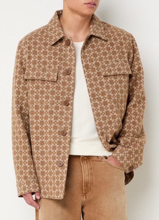 Sandro Overshirt in scheerwolblend met grafische print