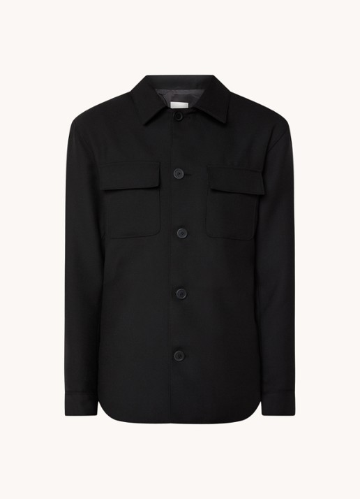 Sandro Overshirt in wolblend met borstzakken - voorkant 3 zwart