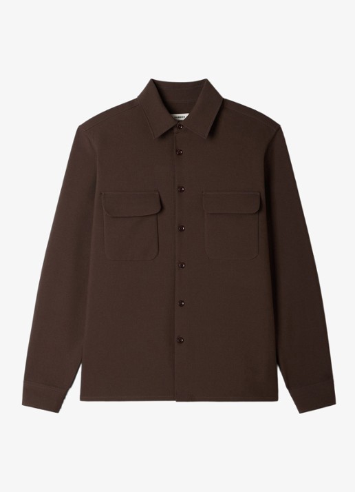 Sandro Overshirt met borstzakken - voorkant dark taupe / bruin