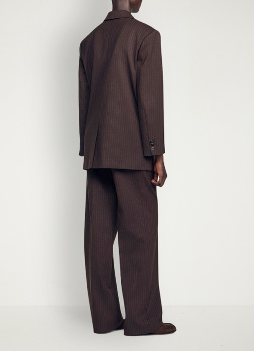 Sandro Oversized blazer met streepprint - achterkant bruin