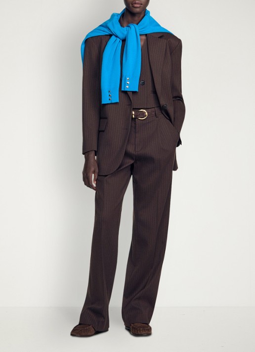 Sandro Oversized blazer met streepprint - detail 3 bruin