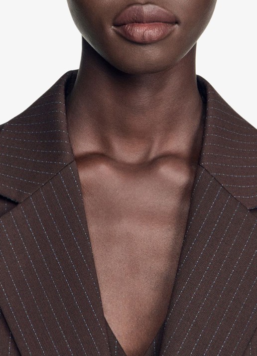 Sandro Oversized blazer met streepprint - detail 4 bruin