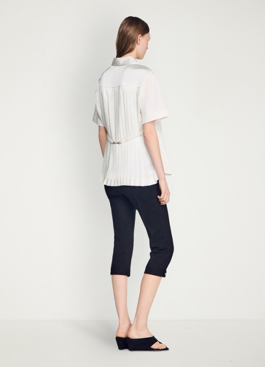 Sandro Oversized blouse met geplooid detail - achterkant 7 ecru / wit