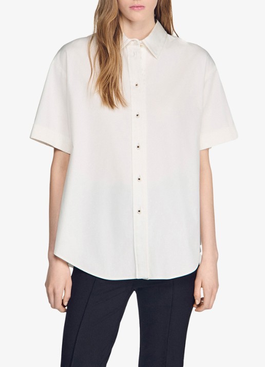 Sandro Oversized blouse met geplooid detail - detail ecru / wit