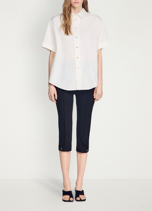 Sandro Oversized blouse met geplooid detail - detail 2 ecru / wit