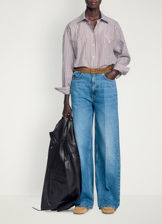 Sandro Oversized blouse met streepprint