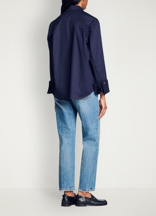 Sandro Oversized blouse met stretch - achterkant 5 donkerblauw