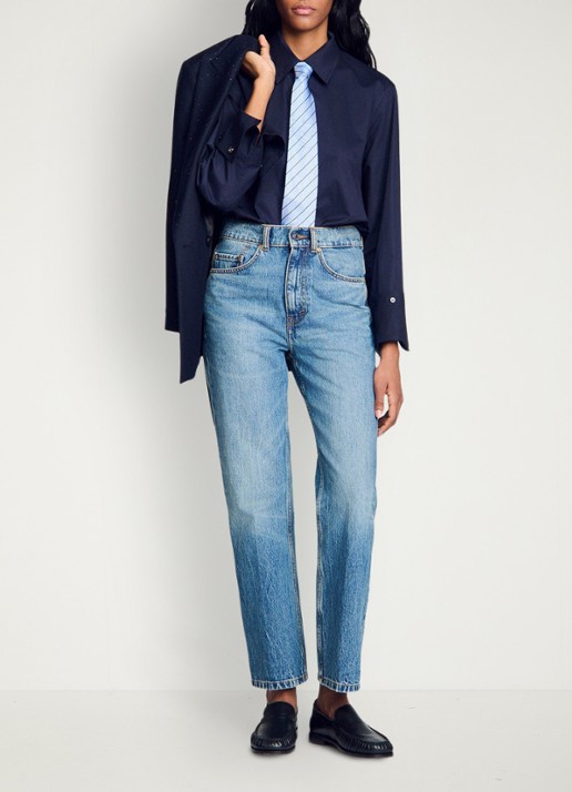 Sandro Oversized blouse met stretch - detail 2 donkerblauw