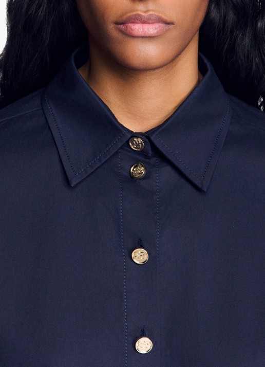Sandro Oversized blouse met stretch - detail 3 donkerblauw