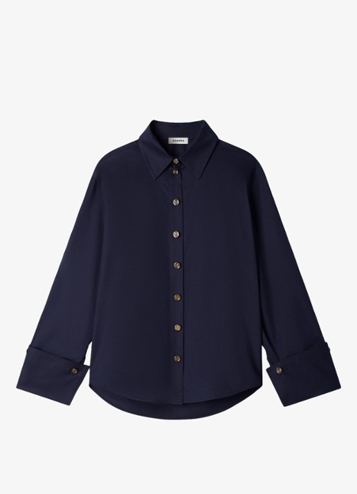 Sandro Oversized blouse met stretch - voorkant 6 donkerblauw