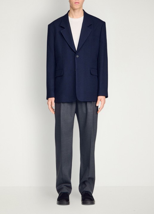 Sandro Oversized colbert van wol - detail 4 donkerblauw