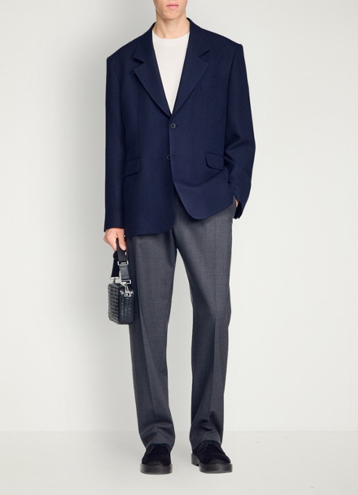 Sandro Oversized colbert van wol - voorkant 6 donkerblauw