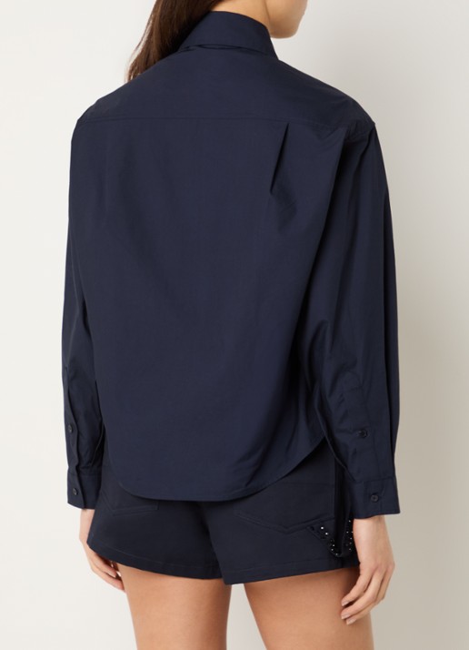 Sandro Oversized cropped blouse met strass - achterkant 3 donkerblauw
