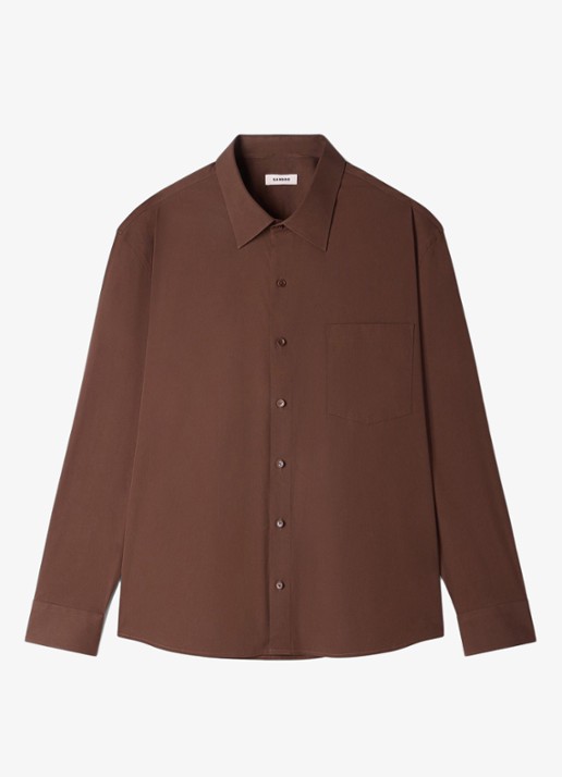 Sandro Oversized fit overhemd met borstzak - voorkant 5 bruin