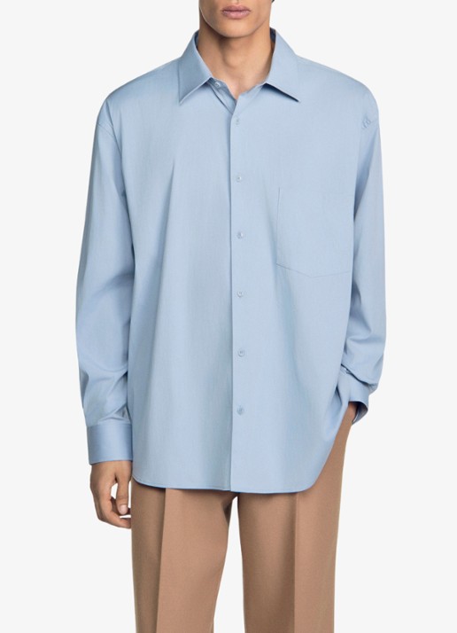 Sandro Oversized fit overhemd met borstzak - detail 4 blauwgrijs