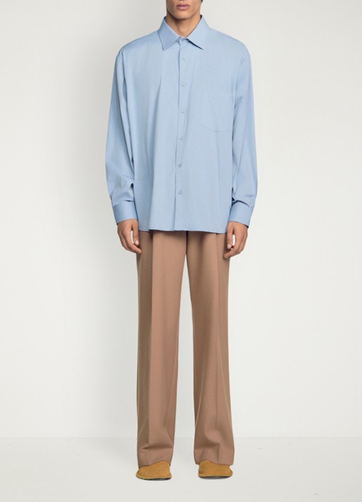 Sandro Oversized fit overhemd met borstzak - voorkant 2 blauwgrijs
