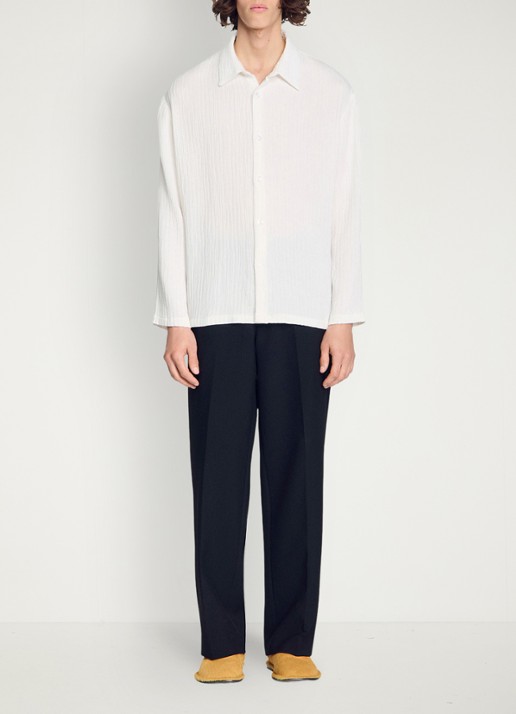 Sandro Oversized fit overhemd met structuur - voorkant 6 wit