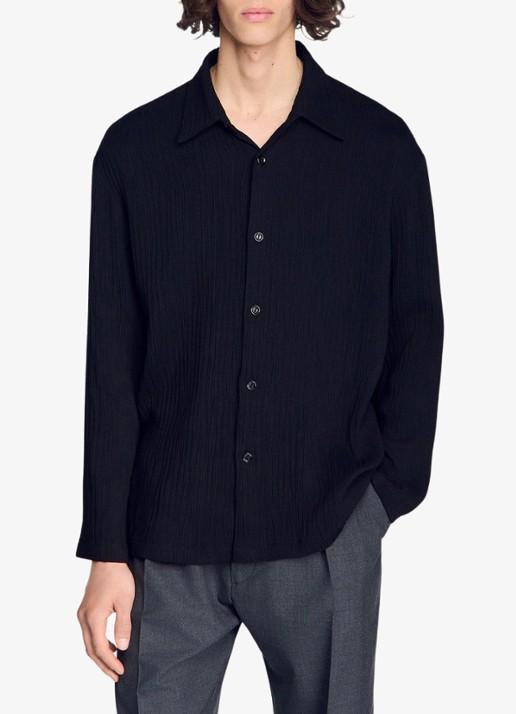 Sandro Oversized fit overhemd met structuur - detail zwart