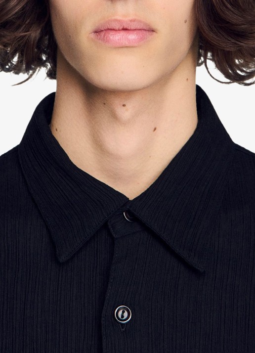 Sandro Oversized fit overhemd met structuur - detail 3 zwart