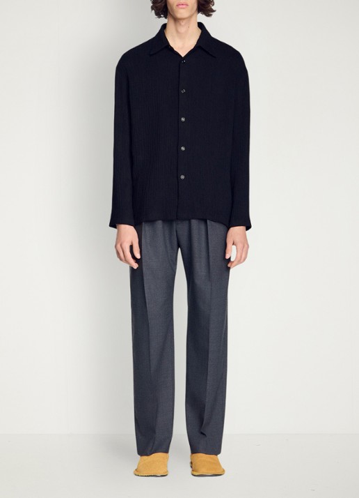 Sandro Oversized fit overhemd met structuur - voorkant 6 zwart