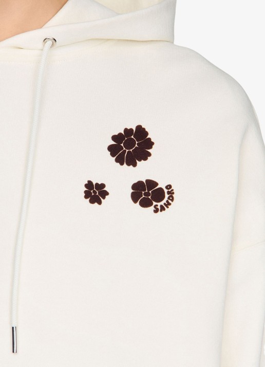 Sandro Oversized hoodie met bloemenprint - detail 6 ivoor