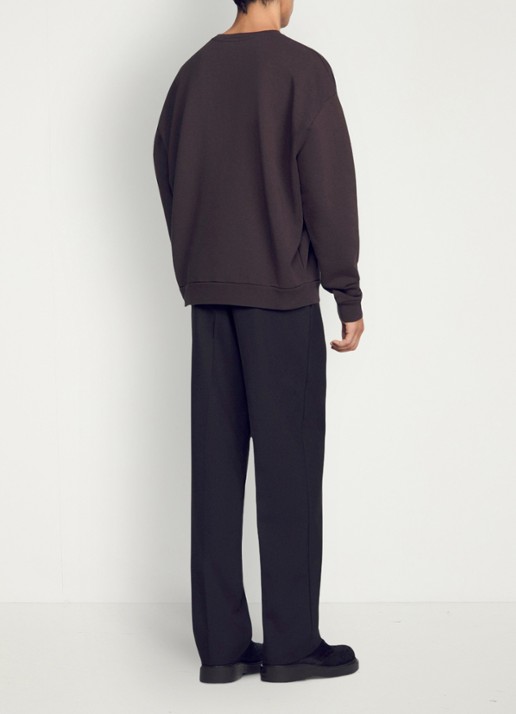 Sandro Oversized sweater met logo - achterkant 6 chocoladebruin