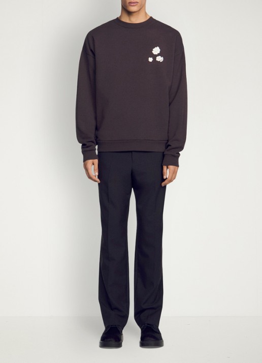 Sandro Oversized sweater met logo - voorkant 2 chocoladebruin