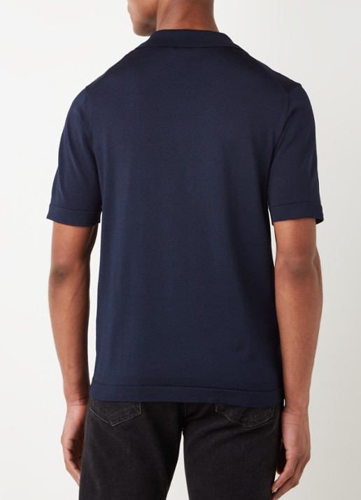 Sandro Pablo regular fit polo met halve rits  - achterkant donkerblauw