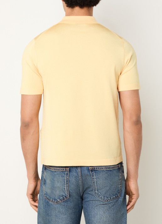 Sandro Pablo regular fit polo met halve rits  - achterkant geel