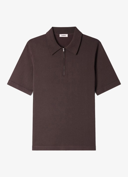 Sandro Pablo regular fit polo met halve rits