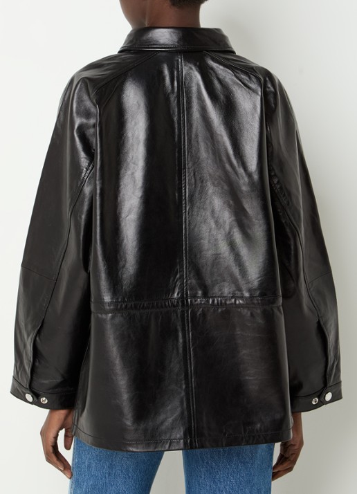 Sandro Parka van lamsleer met glanzende finish - achterkant 3 zwart