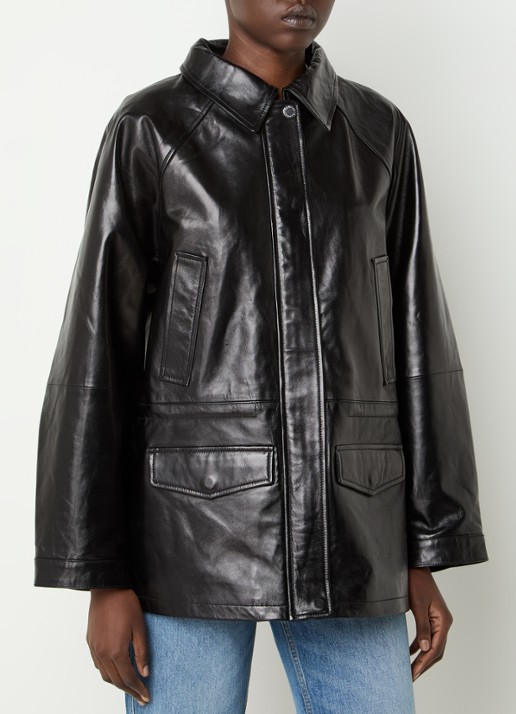 Sandro Parka van lamsleer met glanzende finish