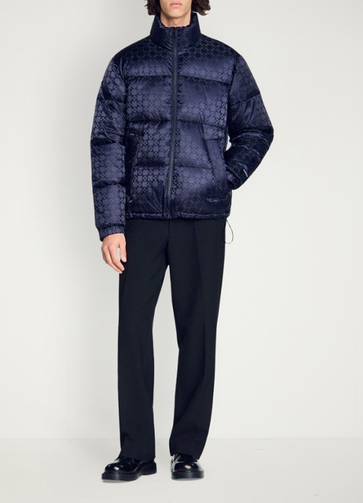 Sandro Puffer jack met ruitdessin - voorkant 6 donkerblauw