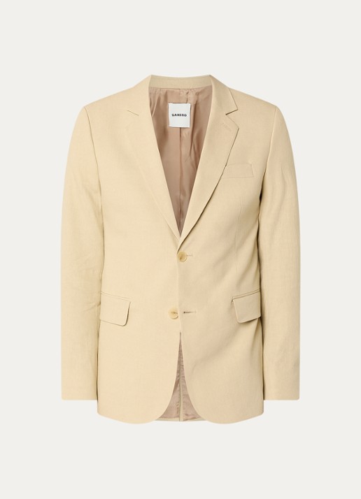 Sandro Regular fit colbert in linnenblend met klepzakken - voorkant khaki