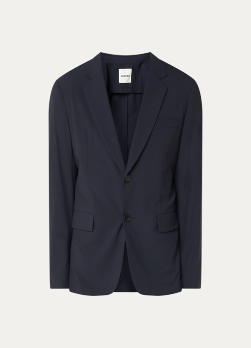 Sandro Regular fit colbert in wolblend met borst- en klepzakken - voorkant 2 donkerblauw