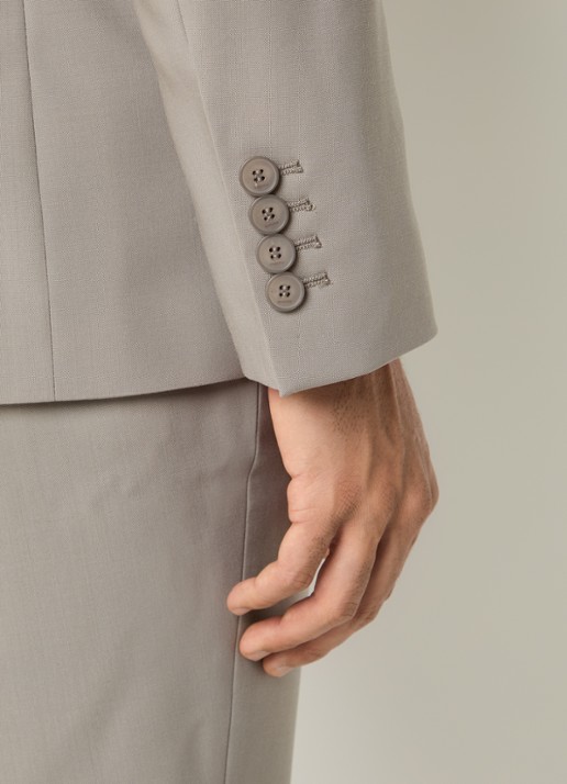 Sandro Regular fit colbert van scheerwol met klepzakken  - detail 3 grijs
