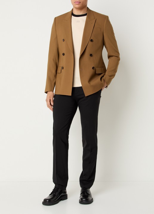 Sandro Regular fit colbert van scheerwol met klepzakken - voorkant 2 bruin