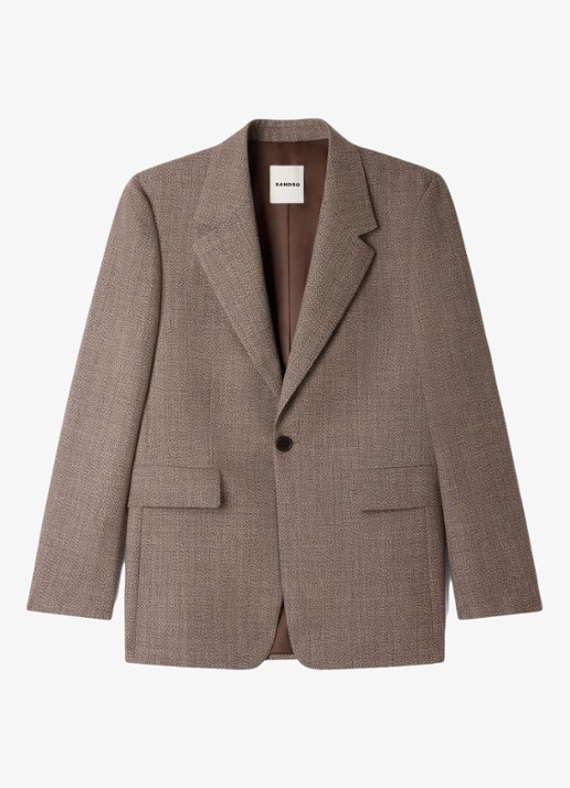 Sandro Regular fit colbert van scheerwol