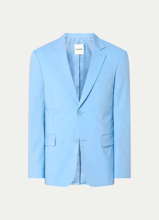 Sandro Regular fit colbert van wol  - voorkant lichtblauw