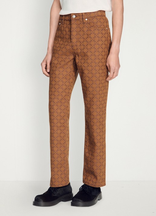 Sandro Regular fit jeans met gekleurde wassing en ruitdessin - detail 3 camel