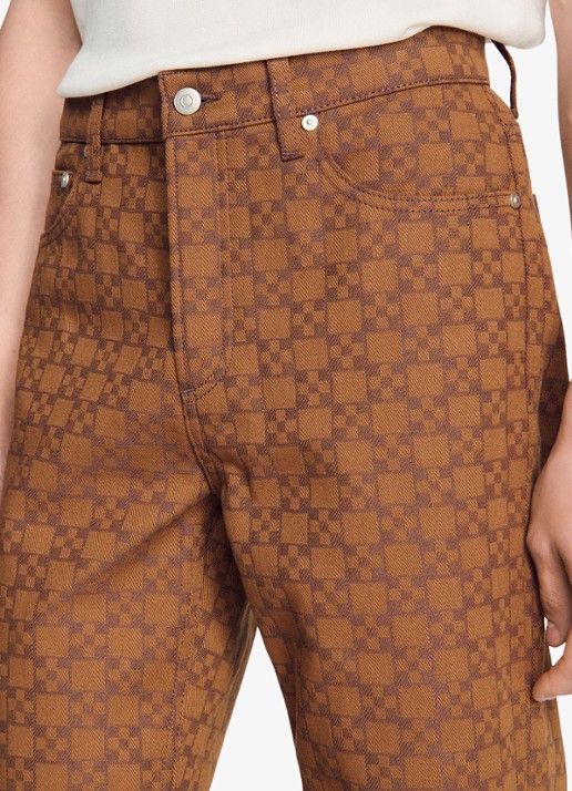 Sandro Regular fit jeans met gekleurde wassing en ruitdessin - detail 5 camel