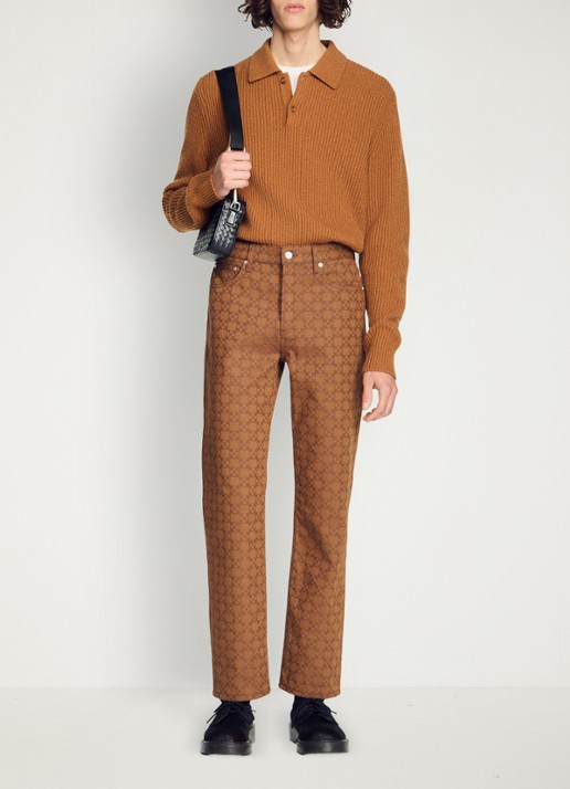 Sandro Regular fit jeans met gekleurde wassing en ruitdessin - voorkant 2 camel