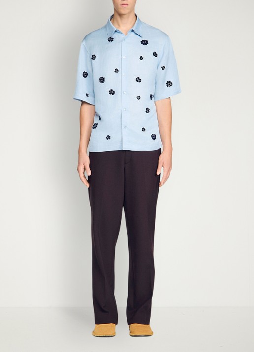 Sandro Regular fit overhemd met bloemenprint - detail 5 lichtblauw