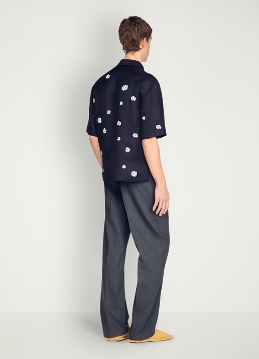 Sandro Regular fit overhemd met bloemenprint - achterkant donkerblauw
